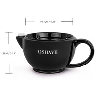 QSHAVE Razor Shaving Scuttle kubek wypełniony gorącą wodą utrzymuj pianę zawsze ciepło to duży rozmiar miska ręcznie kubek ceramiczny czarno-biały 4